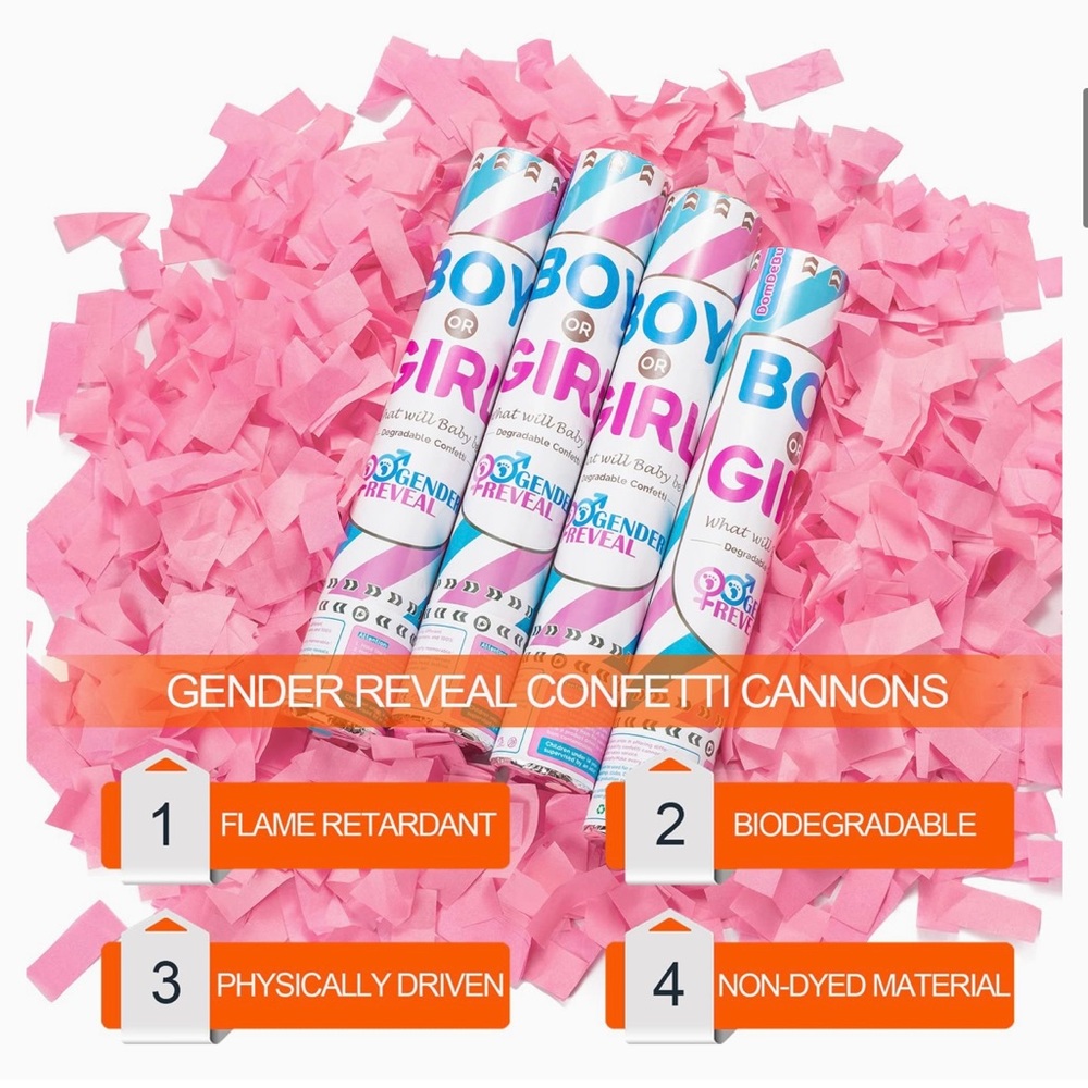 4 Gender Reveal Confetti Cannon in Pink